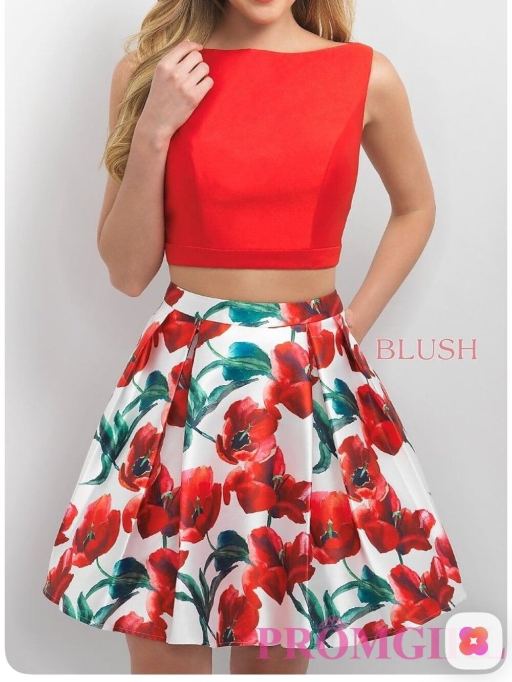 Blush Prom Red Two-Piece Dress Size 0